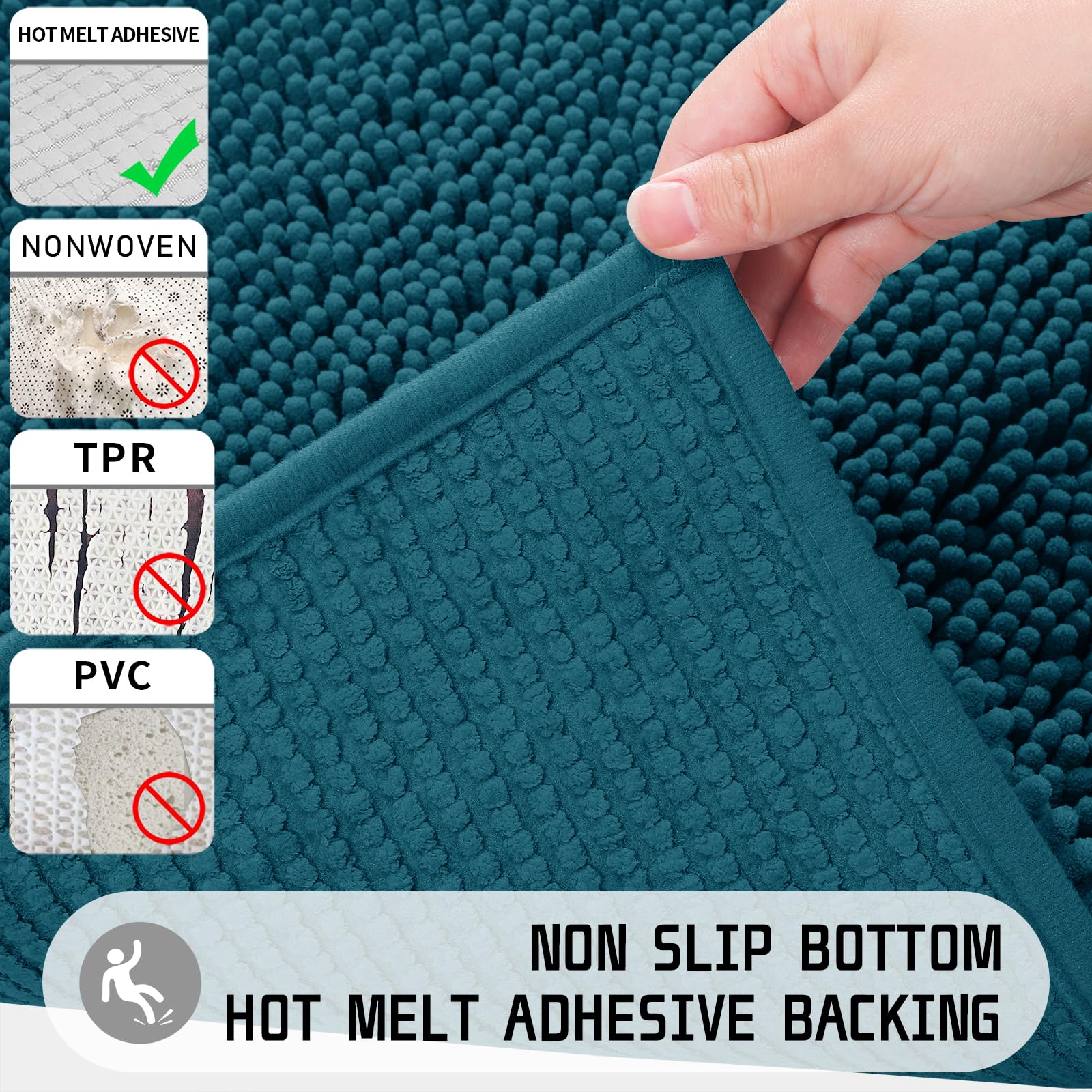 Yimobra Bathroom Rugs, 36 ' ' X 24 ' ', Soft Chenille Bath Rugs, Non-Slip, Water Absorbent, Bath Mats For Bathroom Floor, Machin